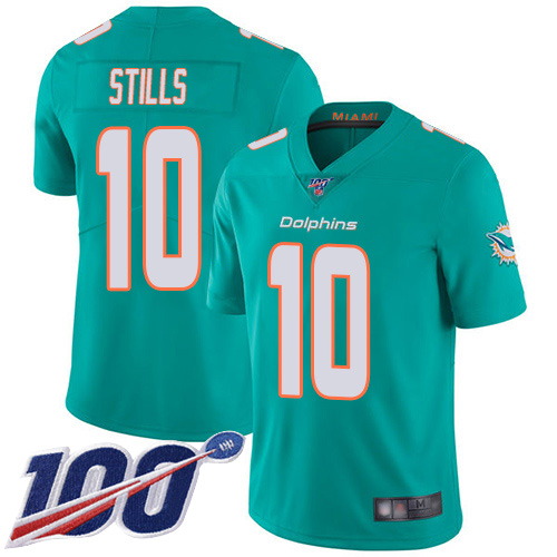 Nike Miami Dolphins 10 Kenny Stills Aqua Green Team Color Men Stitched NFL 100th Season Vapor Limited Jersey